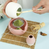 Ensemble de 5 fouets à matcha, bol de 48 cl (1 de chaque) Fouet Chasen en bambou avec support en céramique