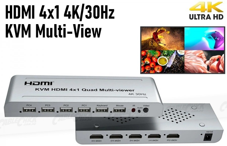 photo1715037866 Commutateur KVM et multi vues HDMI 4 ports (4K à 30 Hz)